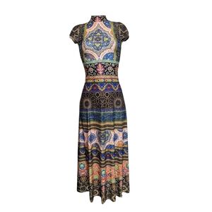 BLACKMILK PERSIA HIGH NECK CAP SLEEVE MAXI DRESS - LIMITED